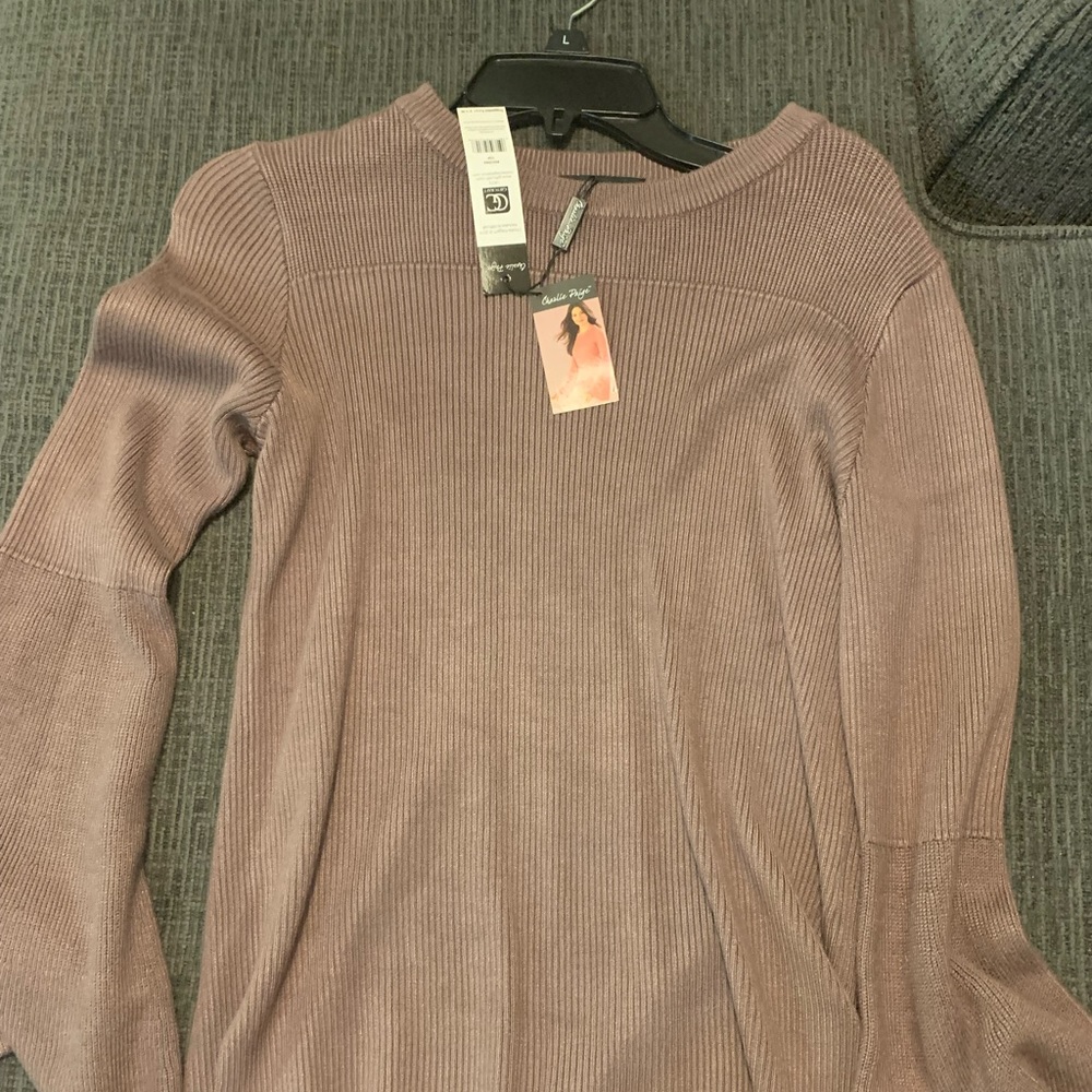 Brown flare sleeve sweater